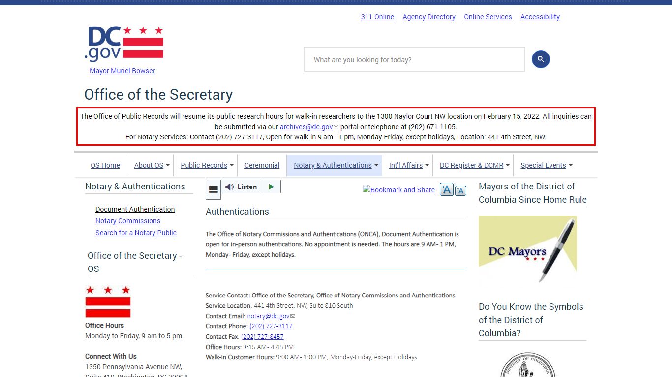 Authentications | os - Washington, D.C.